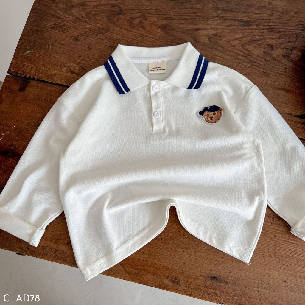 Áo polo dài tay bé trai, áo polo diện thu đông Embes Kids từ 11kg - 31kg