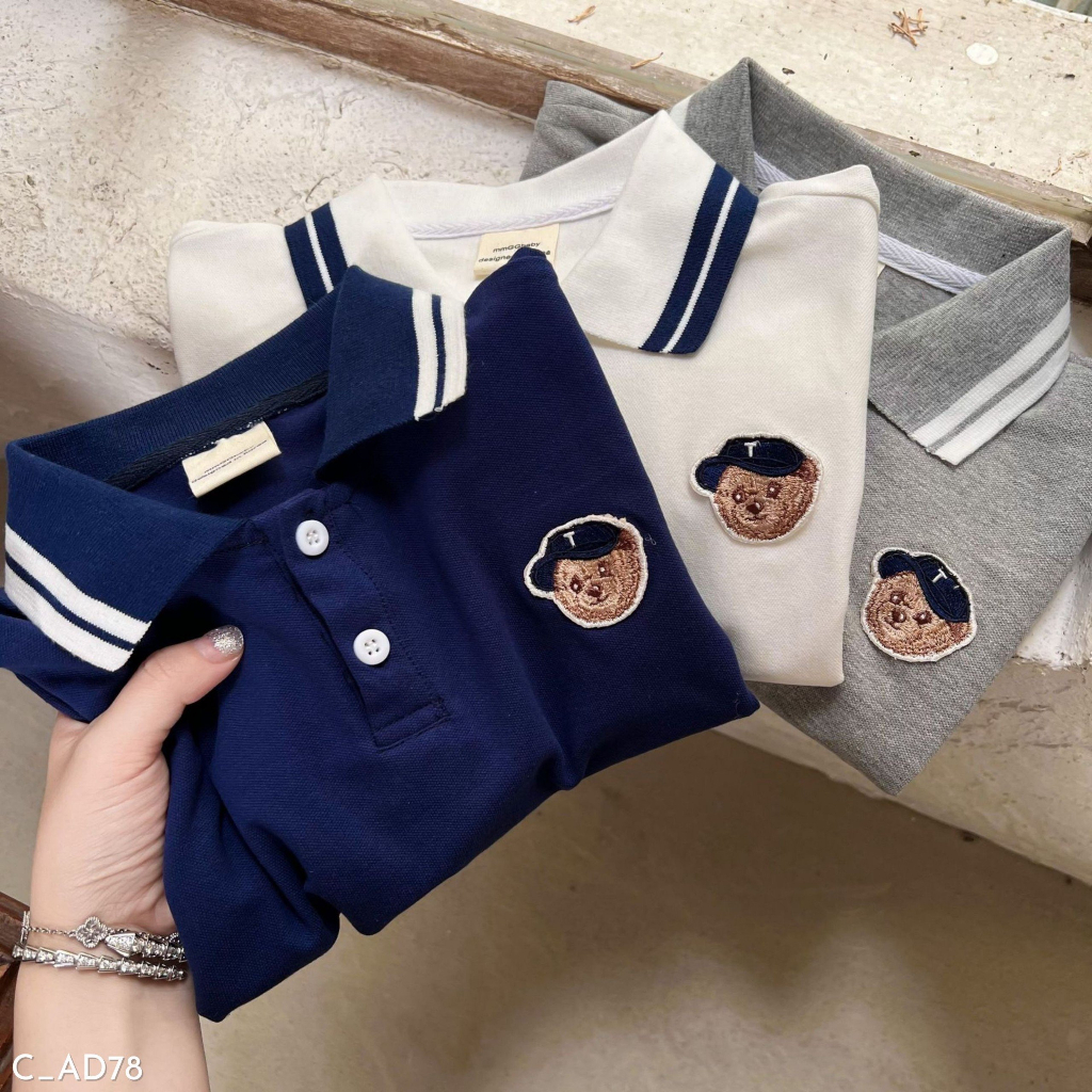 Áo polo dài tay bé trai, áo polo diện thu đông Embes Kids từ 11kg - 31kg