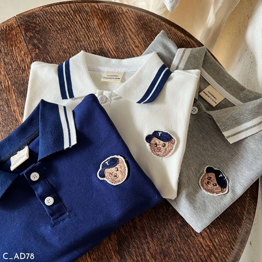 Áo polo dài tay bé trai, áo polo diện thu đông Embes Kids từ 11kg - 31kg
