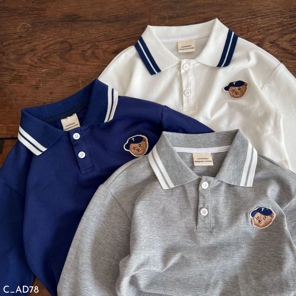 Áo polo dài tay bé trai, áo polo diện thu đông Embes Kids từ 11kg - 31kg