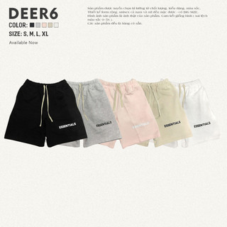 Quần short nam nữ Essentials Fear Of God FOG Deer6 5 màu đen, trắng, xám, hồng, be chất liệu nỉ chân cua