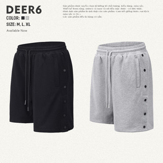 Quần short nam nữ nỉ ống rộng cúc bấm Q185 Deer6 màu đen, xám