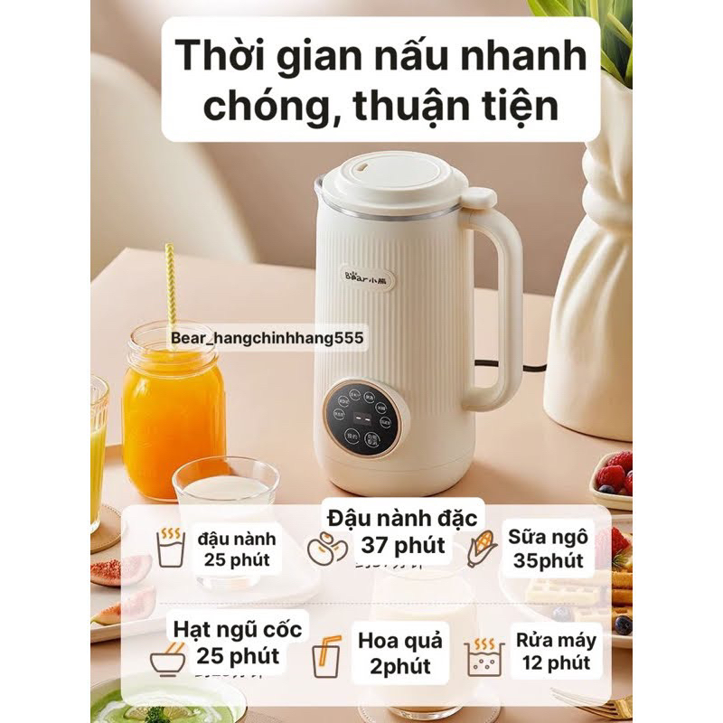 Máy làm sữa hạt Bear 600ml xay sữa cực mịn hẹn giờ lên tới 12h