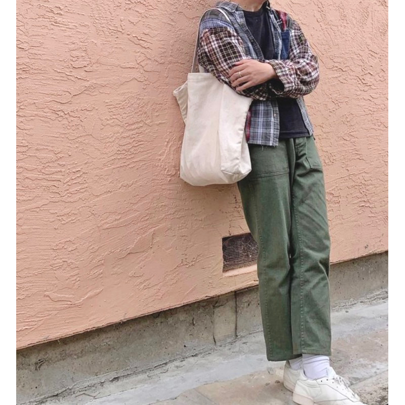 Quần Gung-ho usa 4pocket form xuông 2 màu rêu - denim trơn basic chất liệu kaki dày dặn chính hãng