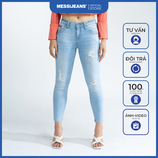 Quần jeans lửng nữ ống ôm màu nhạt MESSIJEANS SJW-656-18