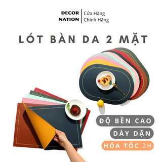 Tấm Lót Bàn Ăn Da Dùng Được 2 Mặt Cách Nhiệt Chống Trượt 43 x 30 cm Hình Oval Chữ Nhật