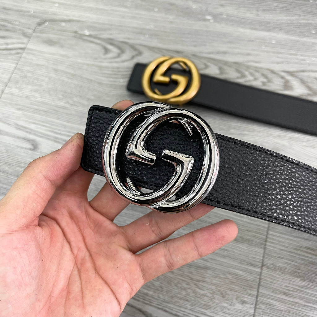 Thắt lưng da nam da PU trơn may viền mặt đúc chữ đồng bạc sang trọng lịch lãm TL05P