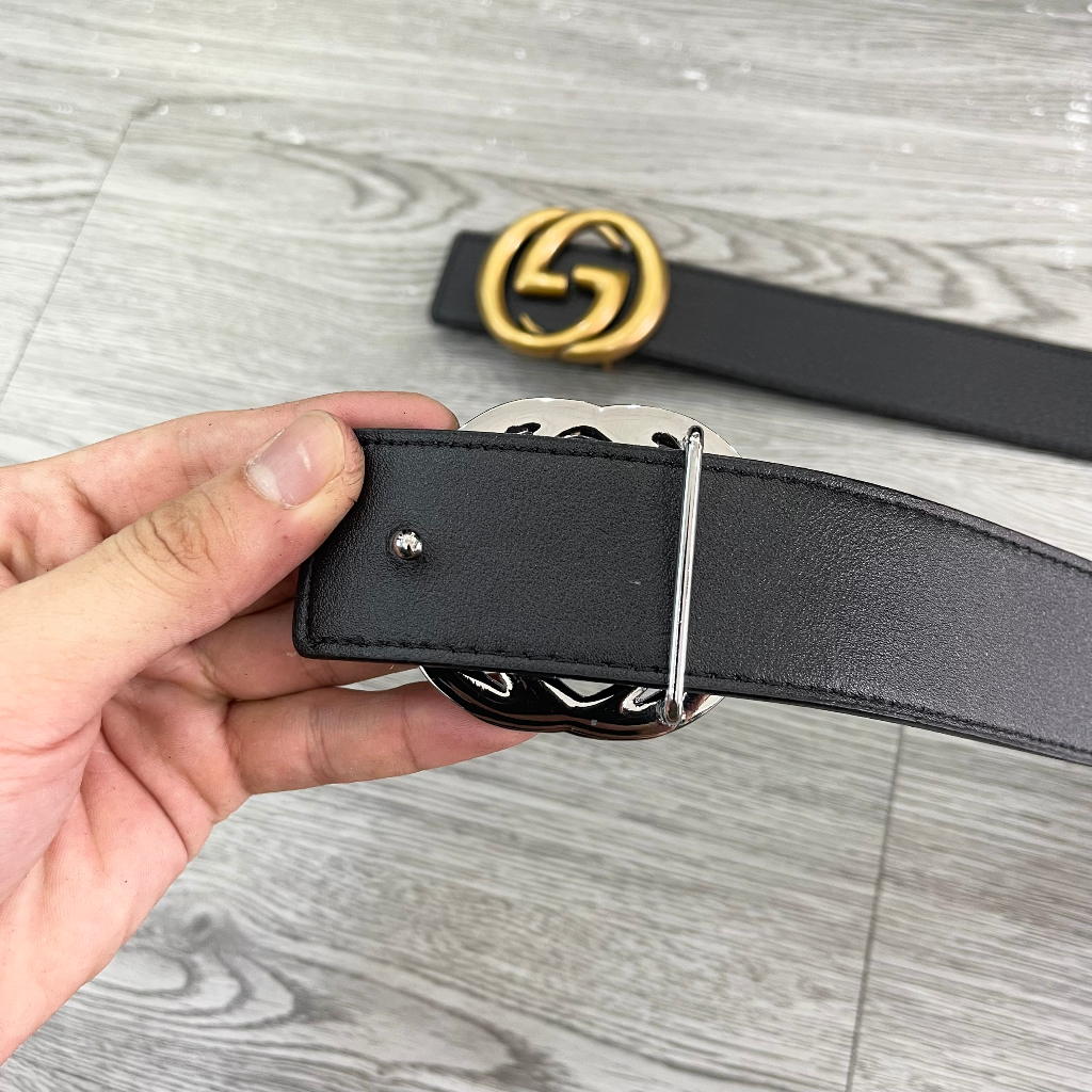 Thắt lưng da nam da PU trơn may viền mặt đúc chữ đồng bạc sang trọng lịch lãm TL05P