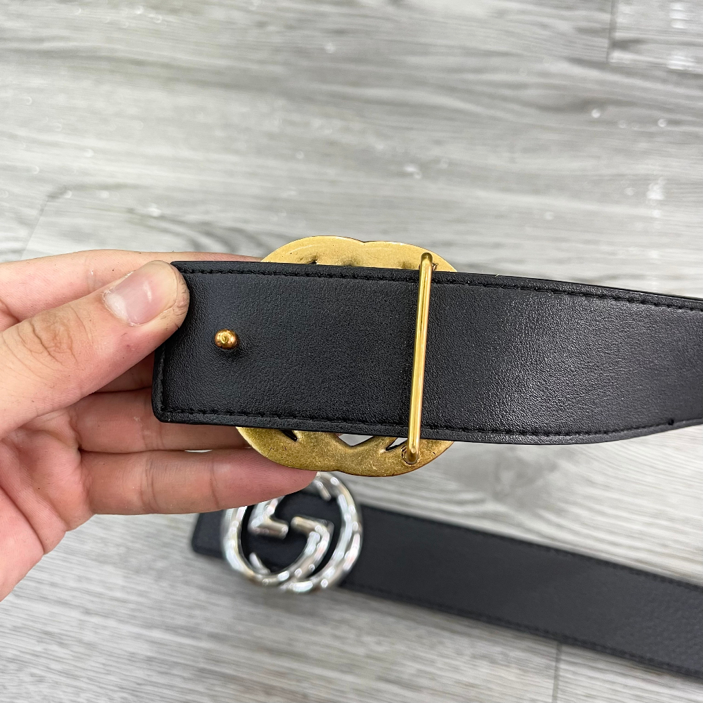 Thắt lưng da nam da PU trơn may viền mặt đúc chữ đồng bạc sang trọng lịch lãm TL05P