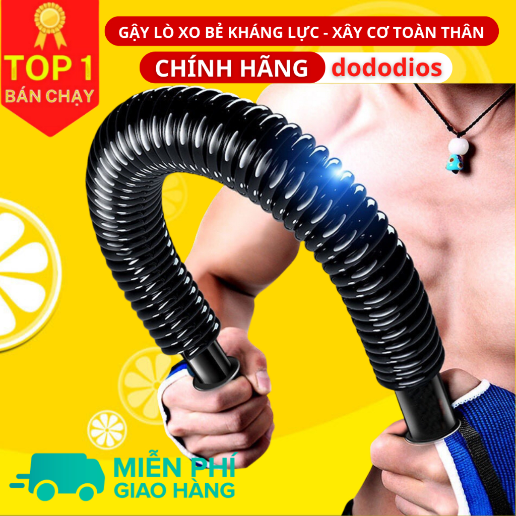 Combo gậy bẻ lò xo tập cơ tay gym TẶNG 1 DÂY NHẢY LÕI THÉP - gậy lò xo 20kg, 30kg, 40kg, 50kg, 60kg - Hãng dododios