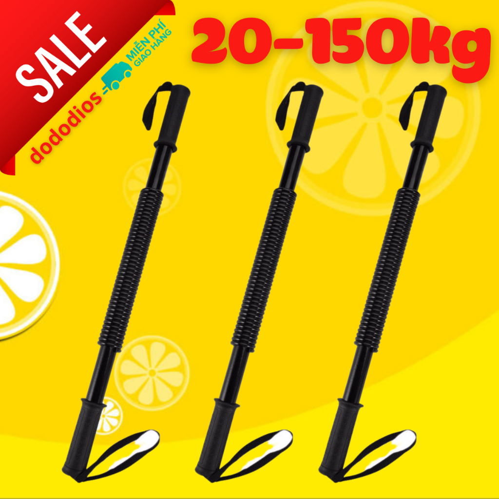 Combo gậy bẻ lò xo tập cơ tay gym TẶNG 1 DÂY NHẢY LÕI THÉP - gậy lò xo 20kg, 30kg, 40kg, 50kg, 60kg - Hãng dododios