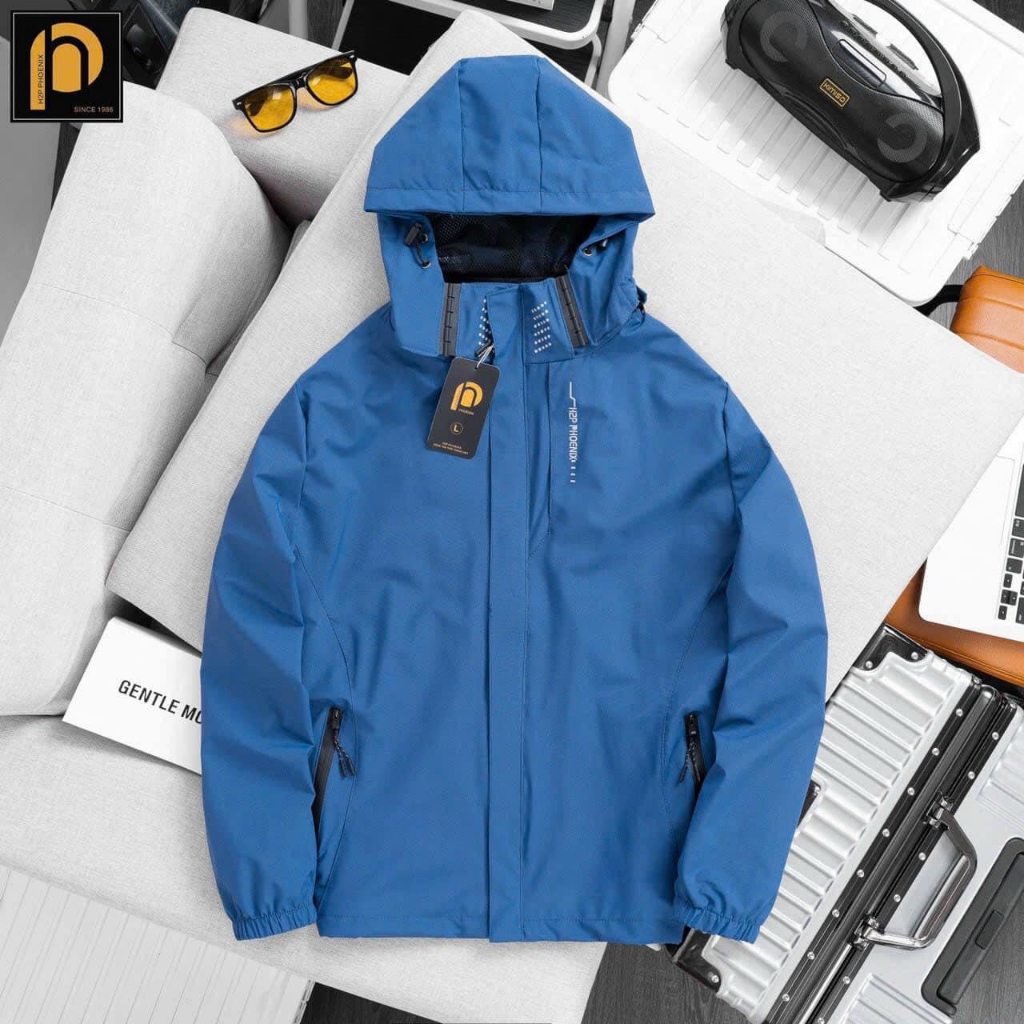 Áo khoác gió nam chống nước 2 lớp hàng loại 1, Áo gió nam nữ chất gió tráng bạc có mũ tháo rời