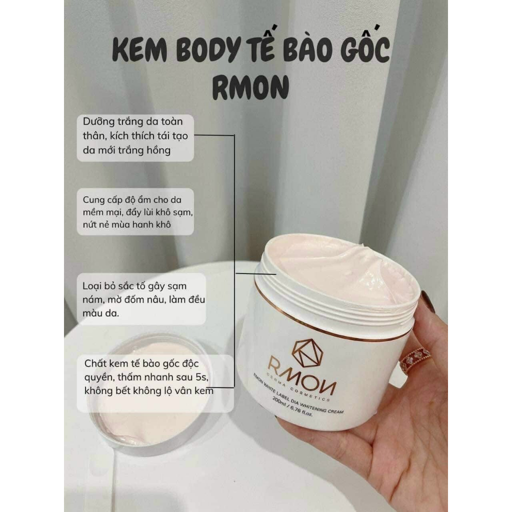 Kem dưỡng trắng da body Rmol dưỡng da toàn thân 200ml Hàn quốc dưỡng da toàn thân làm da sáng đều trắng hồng tự nhiên