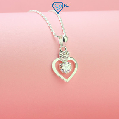 Dây chuyền bạc nữ Moissanite 6.0mm hình trái tim lấp lánh, kèm thẻ tra cứu cao cấp DCNM0014 - Trang Sức TNJ