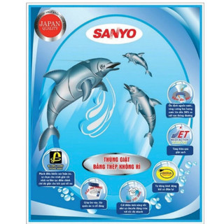Tem dán máy giặt Sanyo-Cá heo
