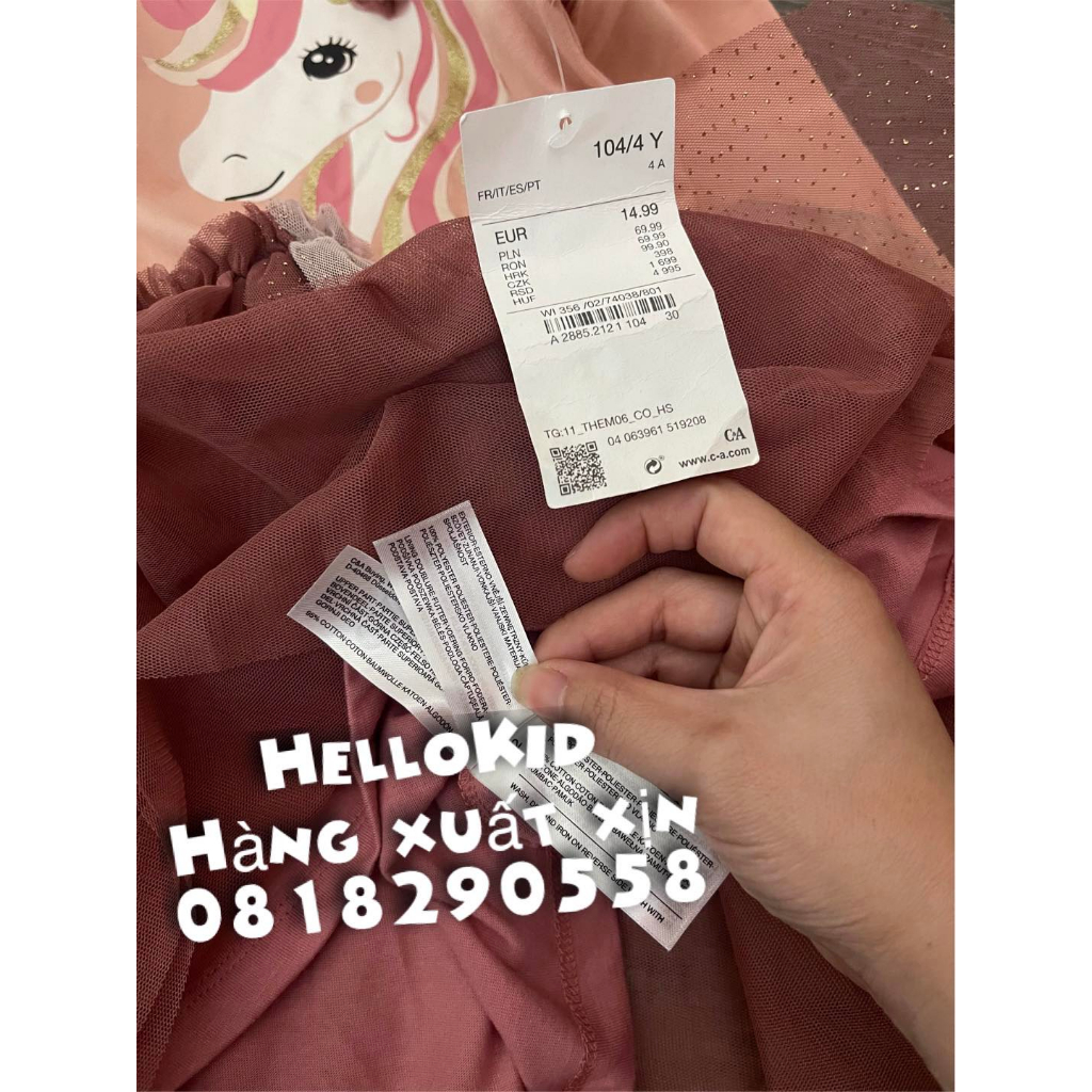 Váy ngựa pony cam hồng CA bé gái