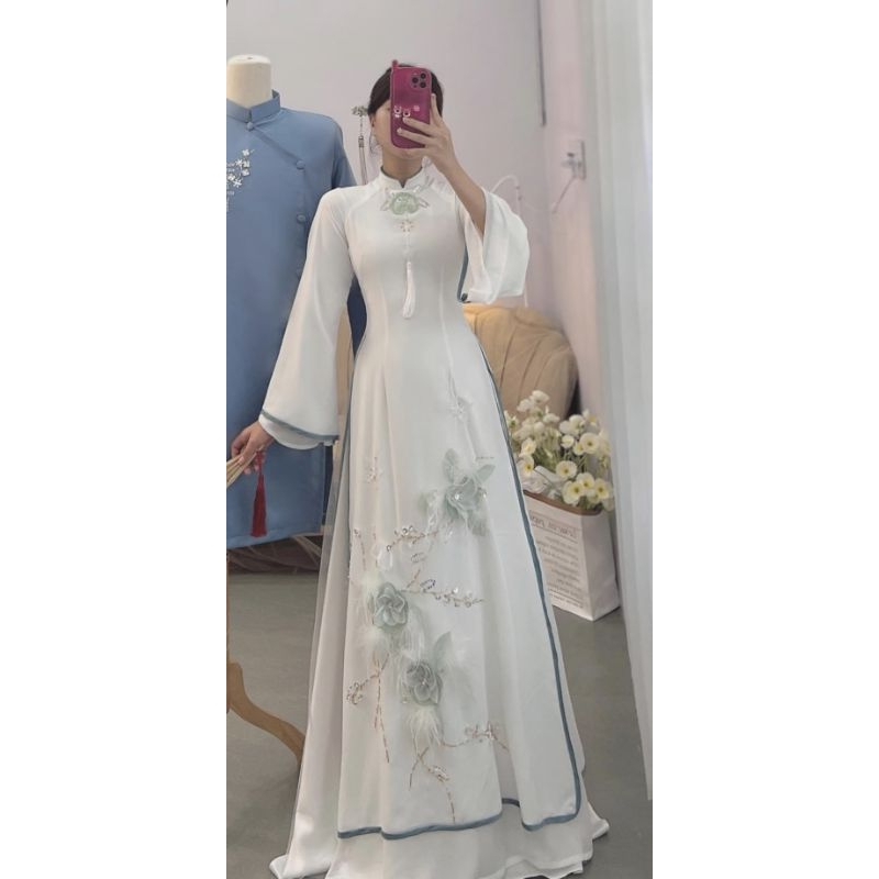 Áo dài voan tay loe 4 tà