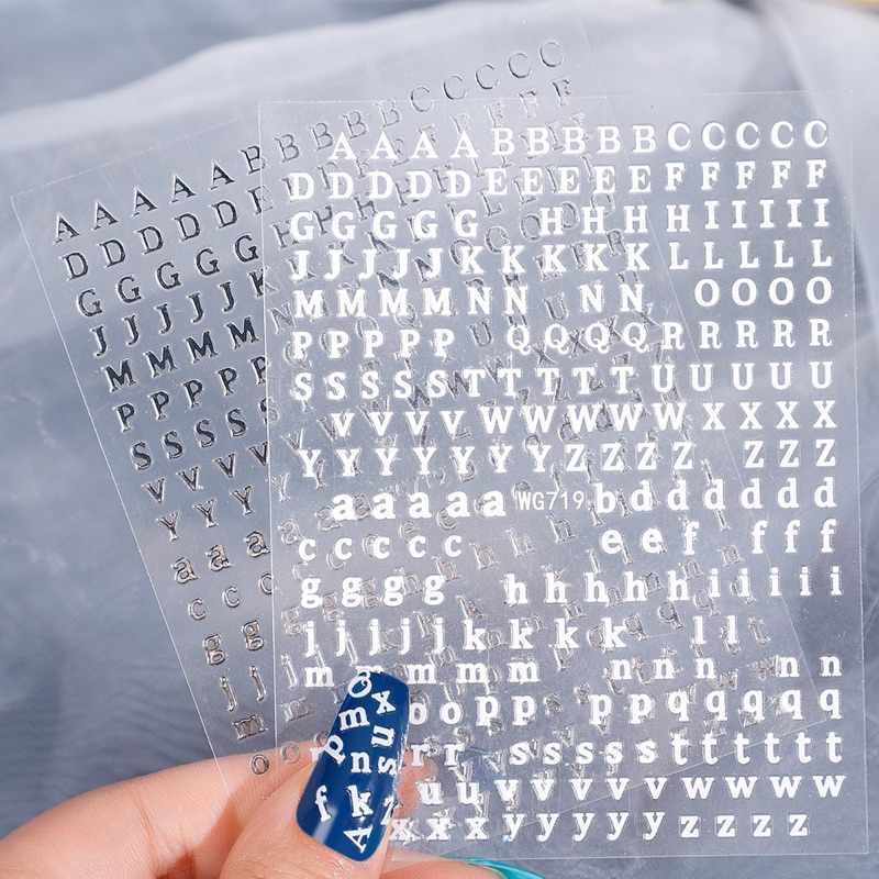 Sticker dán móng tay nail hình chữ cái ABCD đủ màu siêu hot