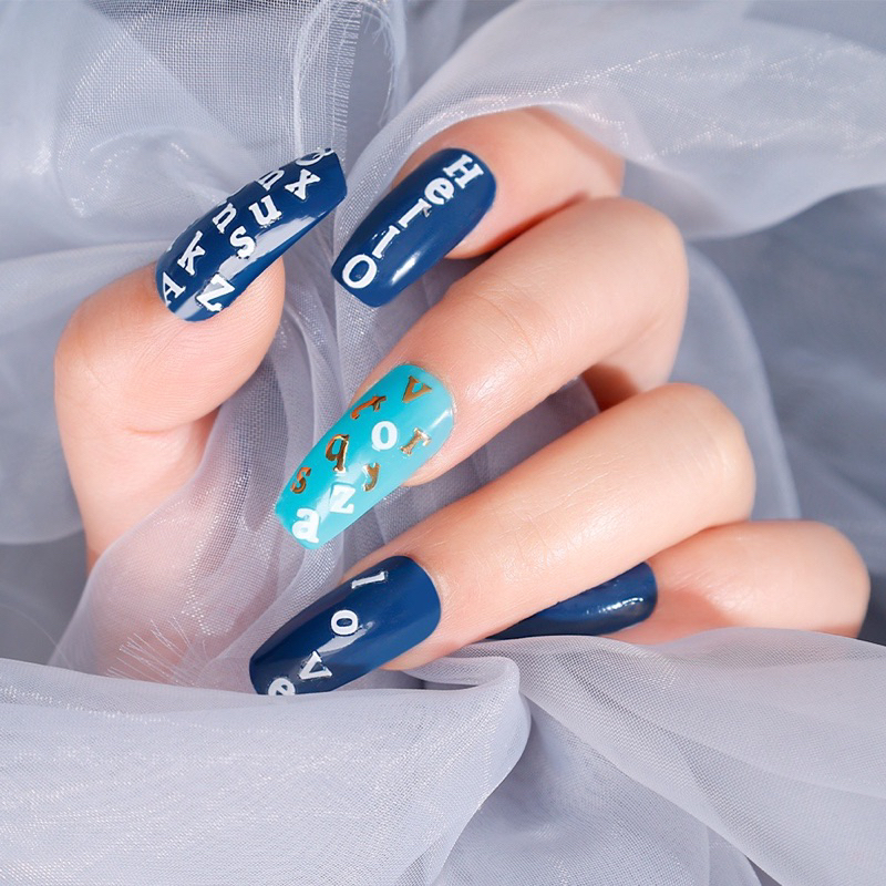 Sticker dán móng tay nail hình chữ cái ABCD đủ màu siêu hot