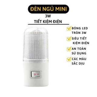Đèn ngủ hình trụ trắng có công tắc - đèn ngủ 3w tròn