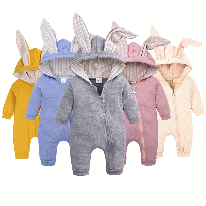 Bộ BodySuit Liền Thân Có Mũ Cho Bé 6-18 Tháng Mẫu Thỏ Cotton U10
