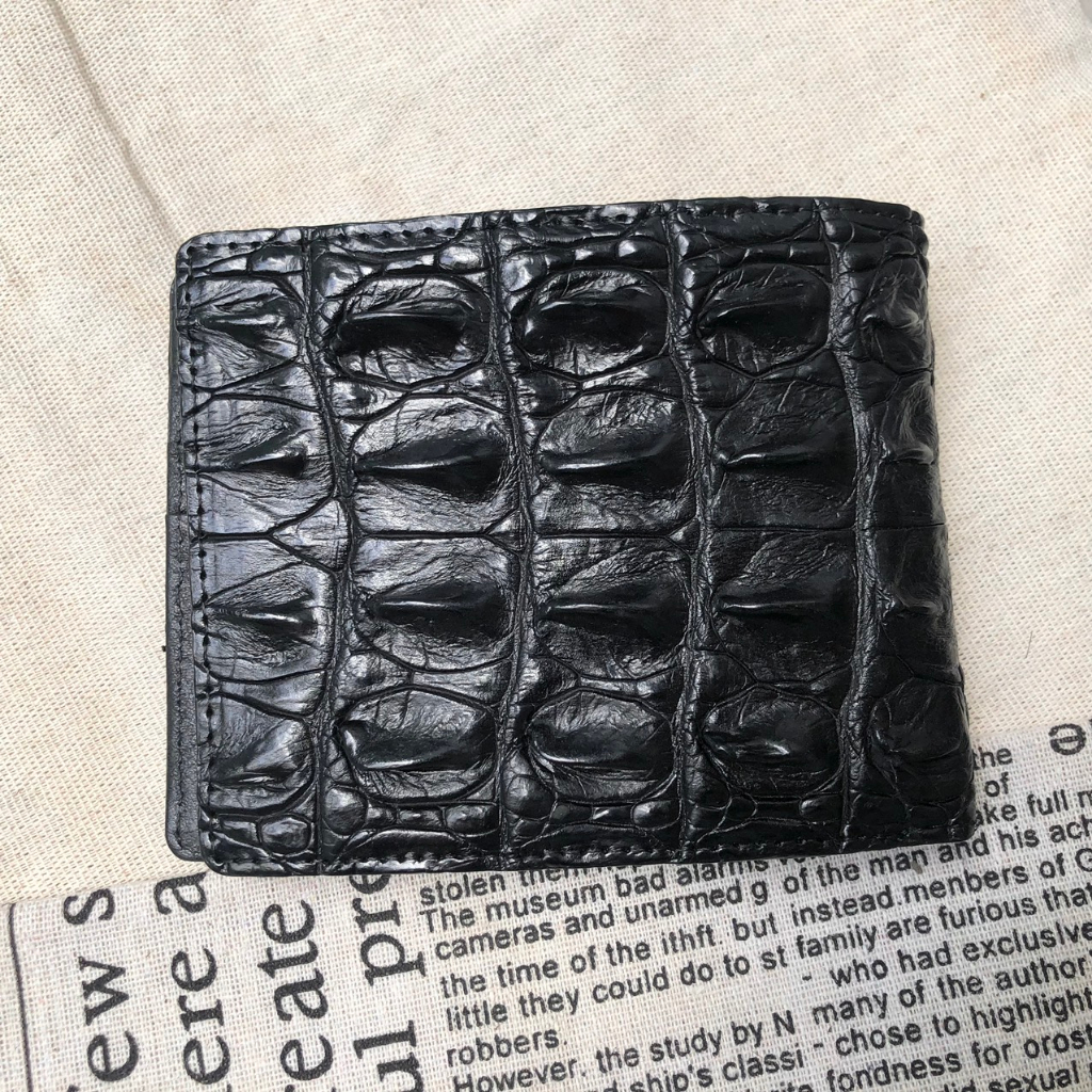 Ví Da Cá Sấu Thật Cao Cấp - Không Bán Hàng G iả Da - Bóp Ví Nam Tặng Kèm Móc Khóa Da Cá Sấu