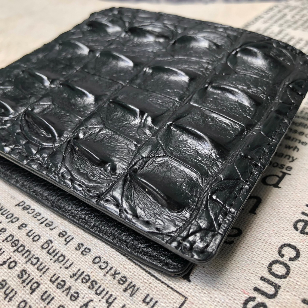 Ví Da Cá Sấu Thật Cao Cấp - Không Bán Hàng G iả Da - Bóp Ví Nam Tặng Kèm Móc Khóa Da Cá Sấu