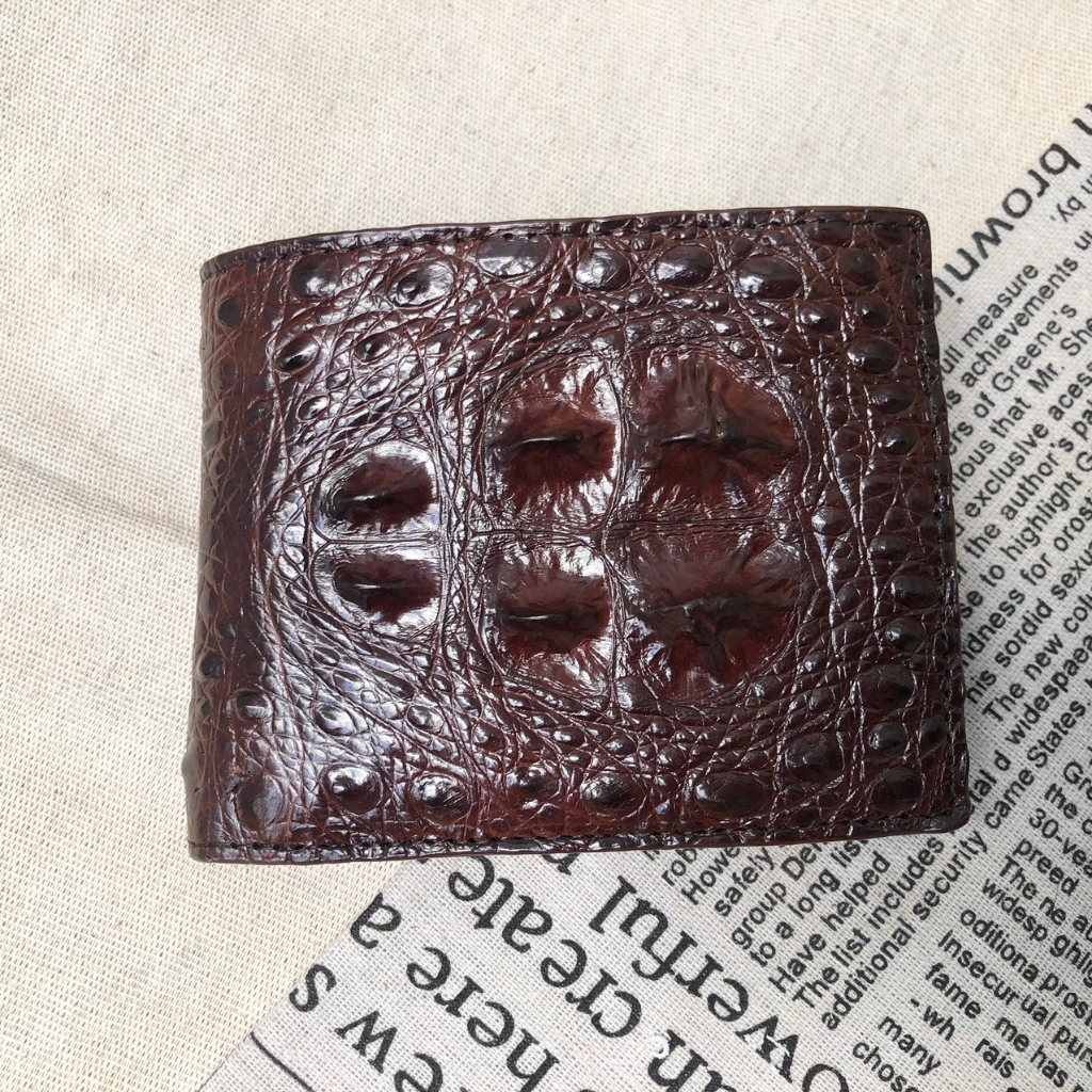 Ví Da Cá Sấu Thật Cao Cấp - Không Bán Hàng G iả Da - Bóp Ví Nam Tặng Kèm Móc Khóa Da Cá Sấu