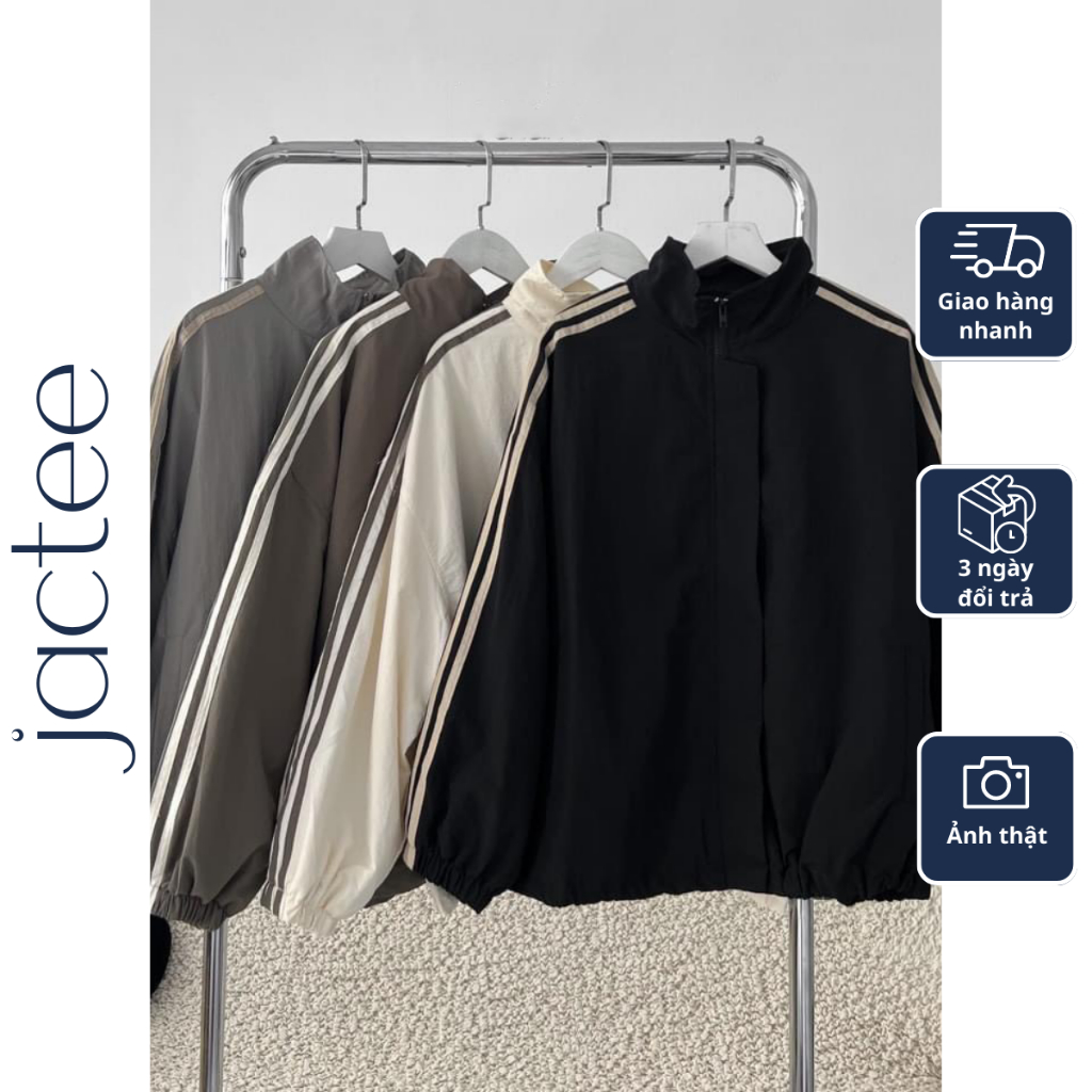 Áo Khoác Dù Gió 2 Lớp Form Rộng Phối Sọc Tay Nam Nữ Cao Cấp Jactee