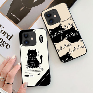 Ốp lưng Iphone 12 / ip 12 mini / ip 11 in hình chú mèo đen trắng cute phô mai que