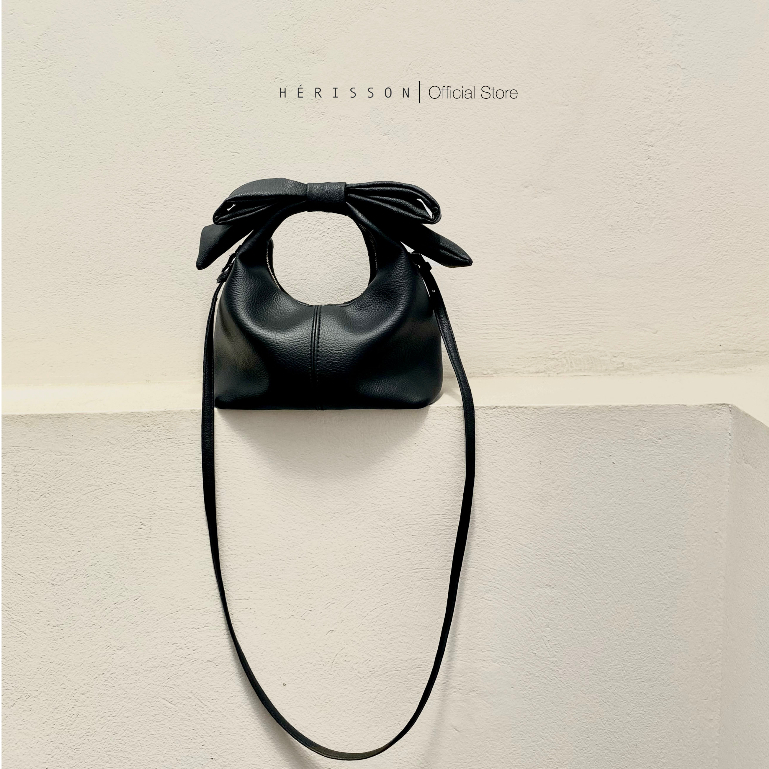 𝐅𝐔𝐋𝐋𝐒𝐄𝐓 Túi Chow bag Hérisson màu đen + nơ + quai dài