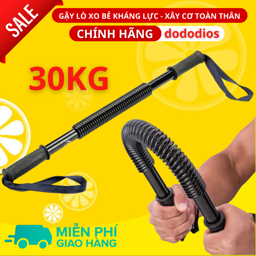 Combo gậy bẻ lò xo tập cơ tay gym TẶNG 1 DÂY NHẢY LÕI THÉP - gậy lò xo 30kg - Hãng dododios