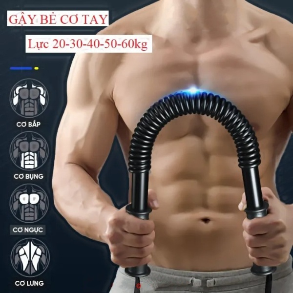 Combo gậy bẻ lò xo tập cơ tay gym TẶNG 1 DÂY NHẢY LÕI THÉP - gậy lò xo 40kg - Hãng dododios