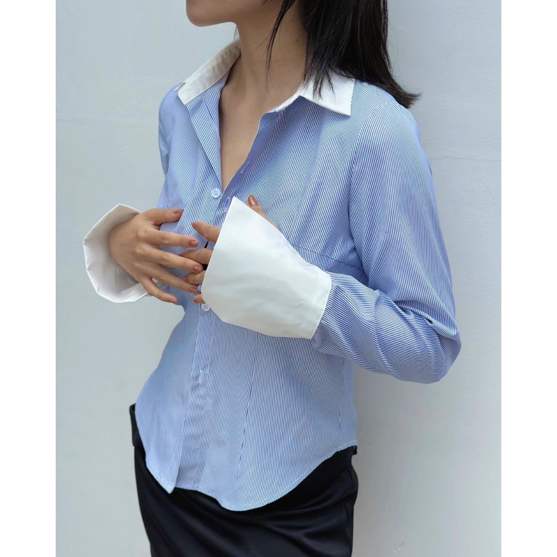 White / Striped Fitted Shirt