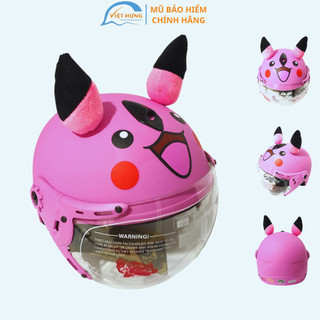 Mũ bảo hiểm trẻ em có kính siêu dễ thương dành cho bé gái từ 3 đến 6 tuổi - VS103KS - Pikachu hồng phấn