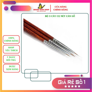 Bộ cọ nét làm nail cán gỗ 3 cây