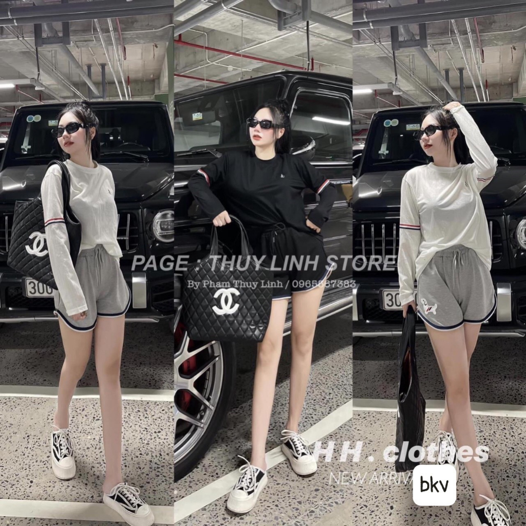 Sét đùi ct giấy sọc thể thao bao xinh , Áo ct giấy mix quần cotton