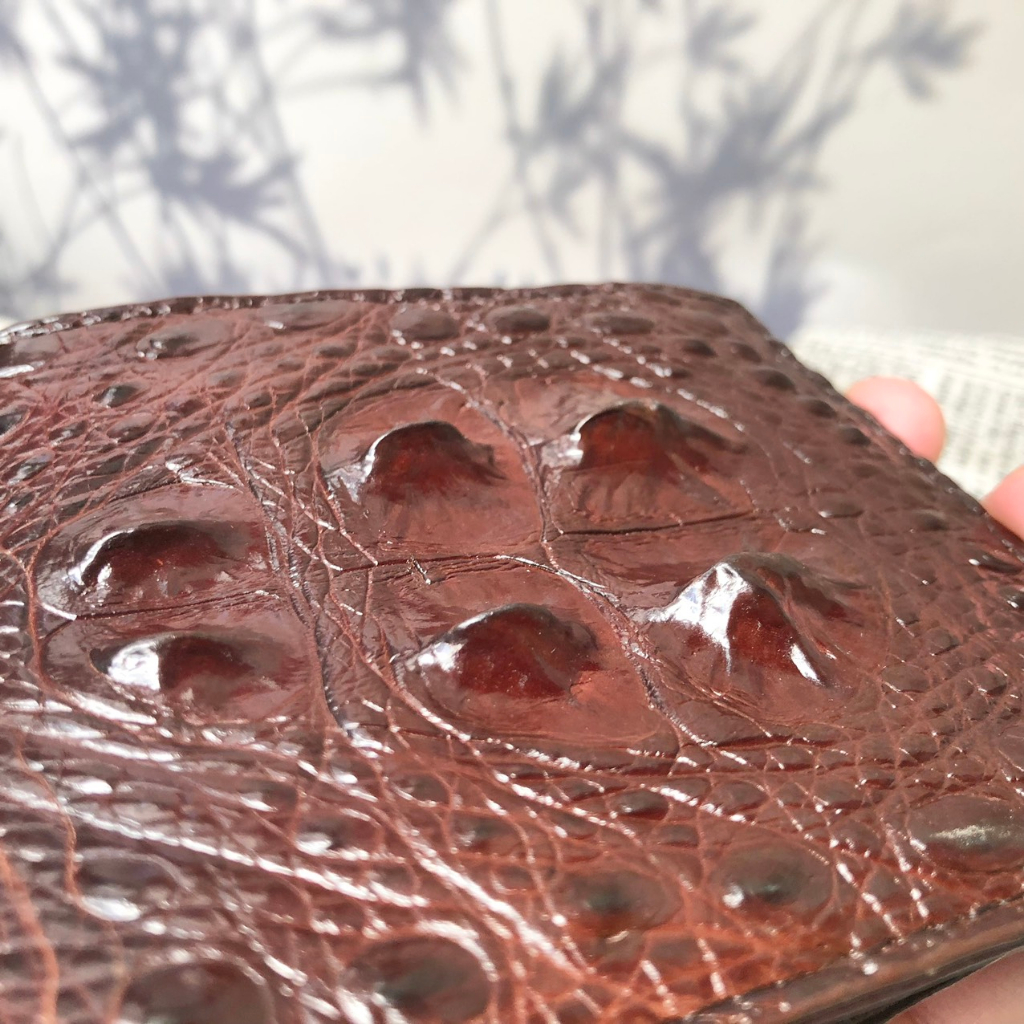 Ví Da Cá Sấu Thật Cao Cấp - Không Bán Hàng G iả Da - Bóp Ví Nam Tặng Kèm Móc Khóa Da Cá Sấu