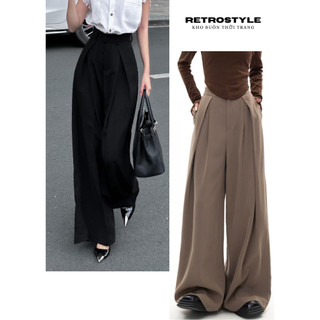 Quần ống rộng ly lệch cạp cao tôn dáng chất GOLD- Retrostyle - Quanongrong382_P13K12