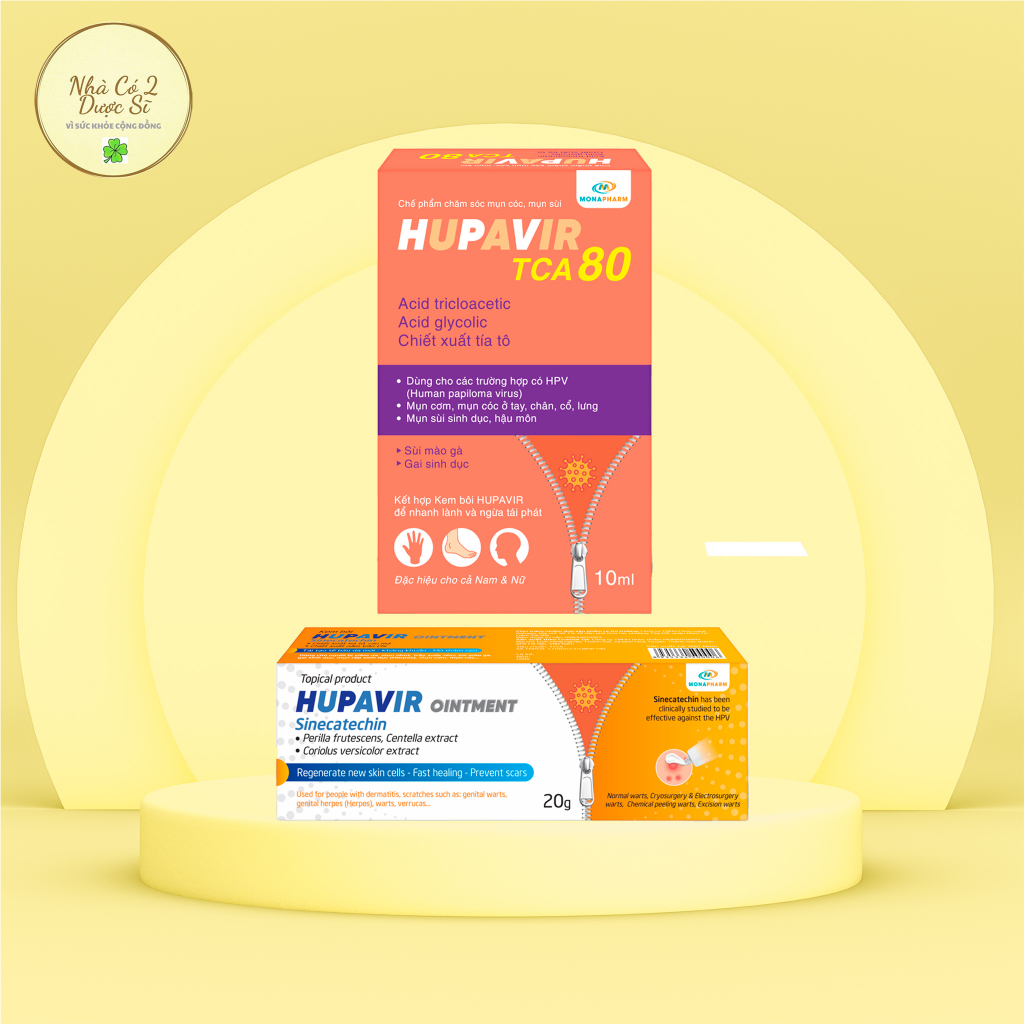 [Che tên] Bộ chấm rụng sùi Hupavir TCA, bôi Hupavir Ointment 20g - Hàng chính hãng-  hỗ trợ sùi mào gà, mụn cơm, mụn cóc