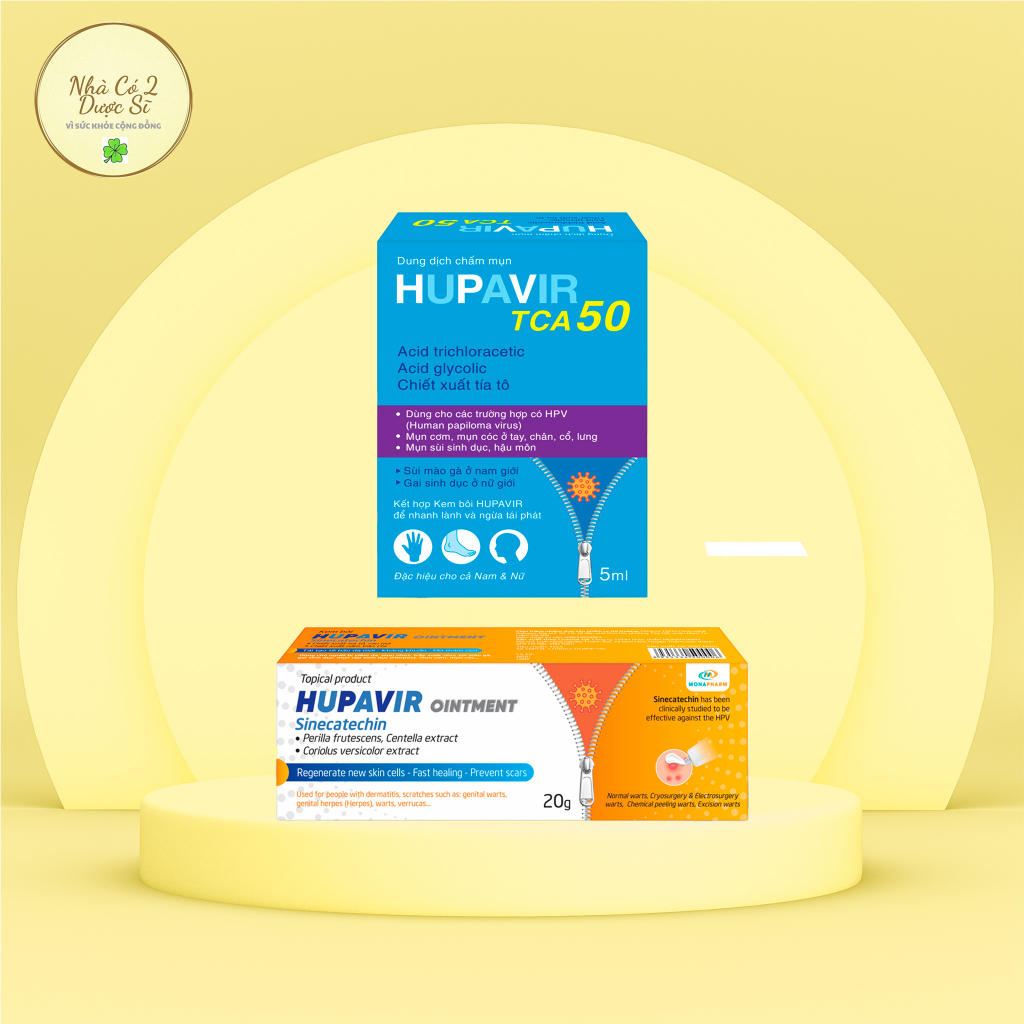 [Che tên] Bộ chấm rụng sùi Hupavir TCA, bôi Hupavir Ointment 20g - Hàng chính hãng-  hỗ trợ sùi mào gà, mụn cơm, mụn cóc