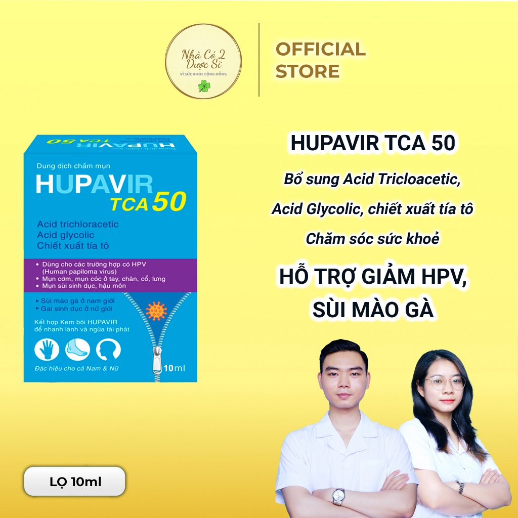 [Che tên] Bộ chấm rụng sùi Hupavir TCA, bôi Hupavir Ointment 20g - Hàng chính hãng-  hỗ trợ sùi mào gà, mụn cơm, mụn cóc