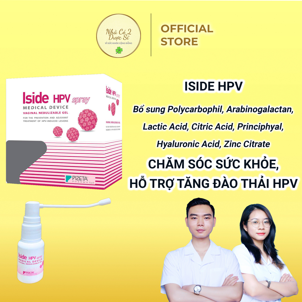 Gel xịt Iside HPV - hỗ trợ tăng đào thải HPV - Nhập khẩu chính hãng - Hộp 1 bình xịt và 14 vòi xịt