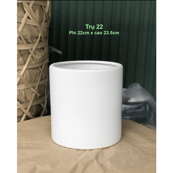 Chậu trụ trắng lớn, cao 23cm x 22cm, ship hỏa tốc