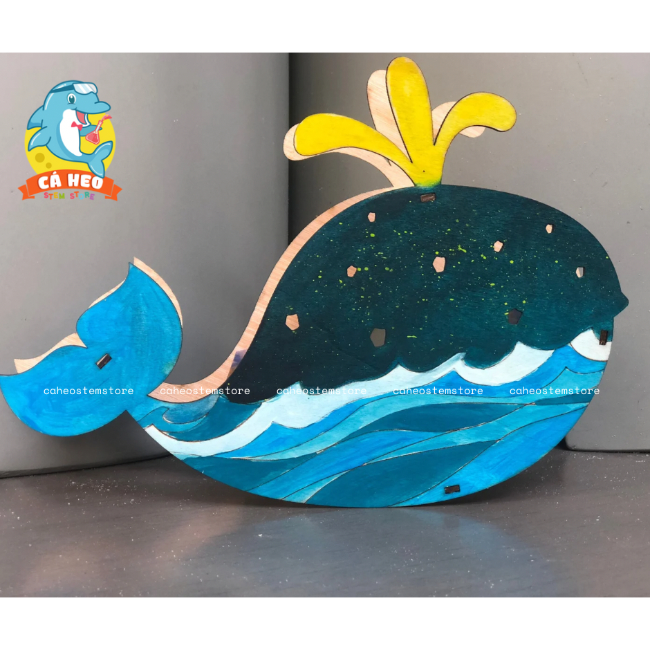 LỒNG ĐÈN GỖ TRUNG THU - MẪU CÁ VOI siêu đẹp và dễ tô