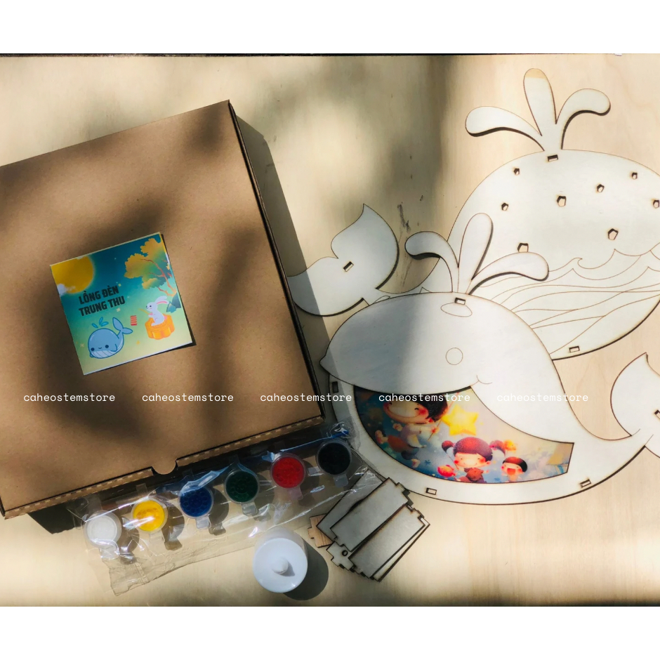 LỒNG ĐÈN GỖ TRUNG THU - MẪU CÁ VOI siêu đẹp và dễ tô