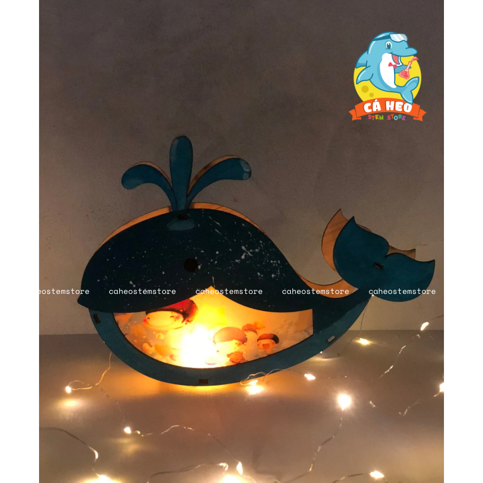 LỒNG ĐÈN GỖ TRUNG THU - MẪU CÁ VOI siêu đẹp và dễ tô