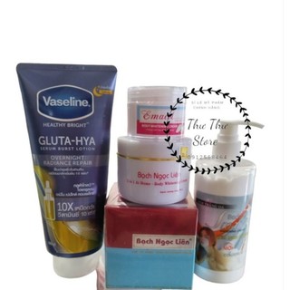 Combo Kem Bạch Ngọc Liên Vaseline Kích Trắng Trắng Mạnh