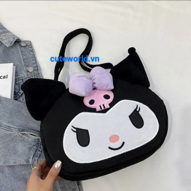 Túi Đeo Vai Túi Xách Kuromi Đáng Yêu Lông Nhung