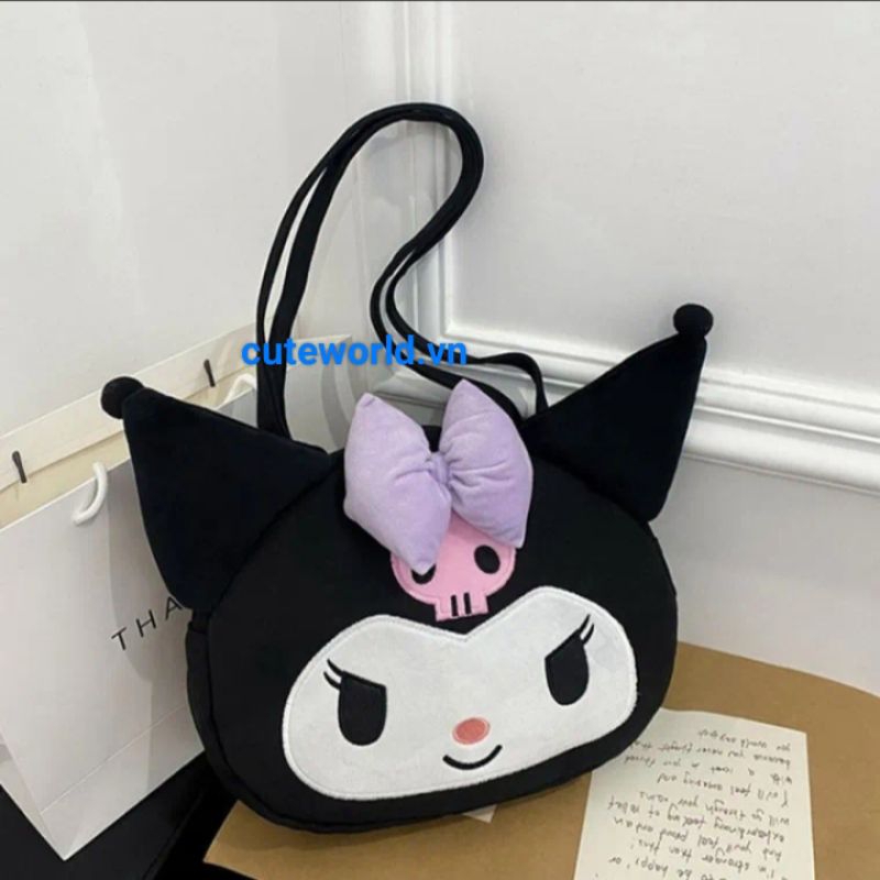 Túi Đeo Vai Túi Xách Kuromi Đáng Yêu Lông Nhung